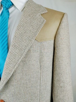 Pendleton Men's 42L 42R Tweed Suede Elbow Pad Blazer Sport Coat Western Jacket - Image 1 of 4