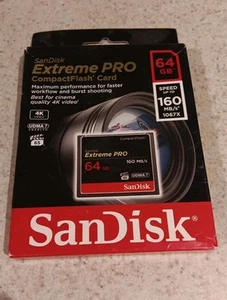 SanDisk 64GB Extreme PRO CompactFlash Memory Card NEW In Box SDCFXPS-064G-X46 - Zdjęcie 1 z 2