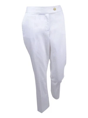 Pantalones para mujer Tahari ASL Petite con botones en relieve (14P, blancos) Foto 1 de 2