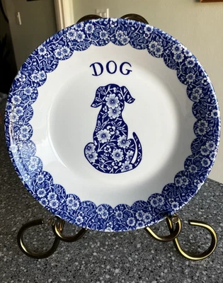 Royal Crownford Staffordshire Calico Blue Dog Pet Bowl Made in England 8 Inches - Image 1 of 4