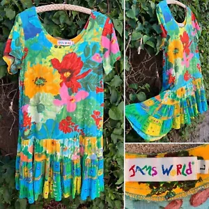 Jams World Hattie Dress Blue Garden Made in Hawaii may be vintage 2000s Size L - Picture 1 of 24