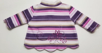 TOP DE LÃ LISTRADO ROXO, CÁQUI E BRANCO MANGA LONGA POR MINIWEAR 6/9 MESES - Imagem 1 de 4