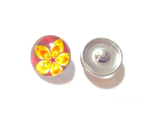 Click System Druckknopf Schmuckgestaltung Metall Glas Blume Orange Gelb 18 mm - Bild 1 von 1
