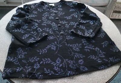 Chaqueta de Cóctel Leslie Fay Elegante Blazer Negro Púrpura Lentejuelas 20P Petite Plus De Colección Foto 1 de 4