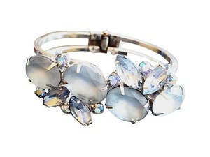 Vintage Armband Milchglas Strass Clamper (A1722) - Bild 1 von 5