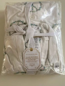 NWT Pottery Barn Teen PEACE ON EARTH Flannel Pajama SET Medium Organic - Picture 1 of 4