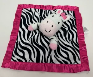 Garanimals Zebra Lovey Security Blanket Safari Plush Black White Pink Satin Back - Picture 1 of 7
