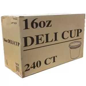 Extra Heavy Duty 240 Pack 16 oz Deli Food/Soup Plastic Containers w/ Lids 1 case - Picture 1 of 10