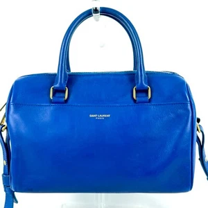 YSL Saint Laurent 2way Blue Leather Baby Duffle Bag 1MR330958・1013 - Picture 1 of 24