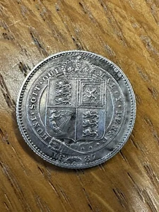 1887 Queen Victoria Jubilee Head Shilling Sterling Silver - Picture 1 of 4