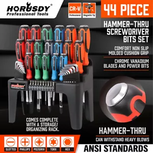 44-Piece Magnetic Screwdriver Set Hex Key Bits Go-Thru Steel Blades High Torque - Picture 1 of 10