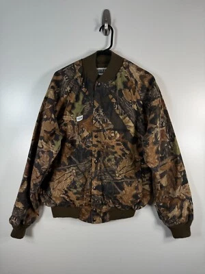 Vtg Jerzees Mens Mossy Oak Forest Floor Camo Hunting Jacket Brown Sz L 24.5x26.5 - Image 1 of 4