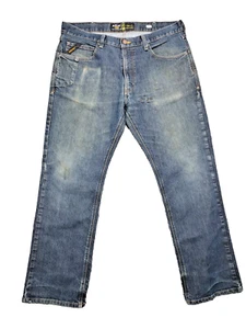 Ariat Jeans Mens 38x32 Blue M5 Rebar Western Straight Leg Thrashed Grunge Cowboy - Picture 1 of 22