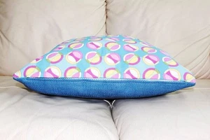 Circle Cushion Pillow,blue,pink and yellow , Double side - Picture 1 of 3