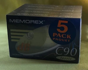 5 Pack Memorex DB C90 Normal Position Type I New Sealed Blank Audio Cassette - Picture 1 of 2