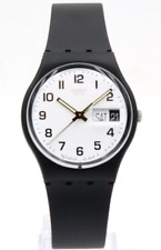 New Swatch Originals ONCE AGAIN Black Day-Date Mid-Size Watch 34mm GB743-S26