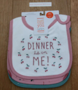 Carter's Just One You Girls 3 Teething Bibs~Dinner is on Me~Sweetest Girl Ever