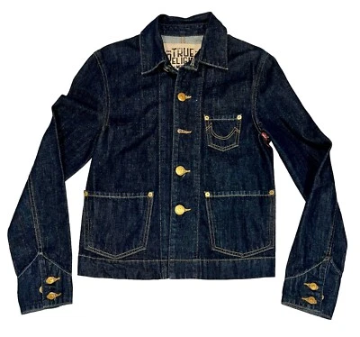 True Religion Womens Denim Jacket XS Dino Blue Collar Section A Jean Jacket - Imagem 1 de 4