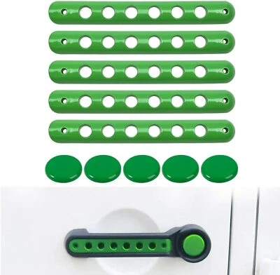 Cubierta de manija de agarre de puerta de 5 piezas + moldura de perillas de botón pulsador para Jeep Wrangler JK 07-18 Foto 1 de 4