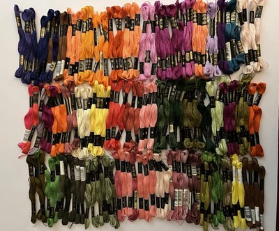 DMC & J&P COATS MIXED LOT OF 150 Skeins Embroidery Floss Assorted Colors - Image 1 of 4