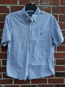 Polo Ralph Lauren Hemd Classic Untucked Fit L blau weiß Seersucker kariert - Bild 1 von 5