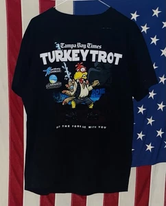 2016 Tampa Bay Times Turkey Trot Shirt Men’s Large Pur-Dry Black Thanksgiving - Picture 1 of 2