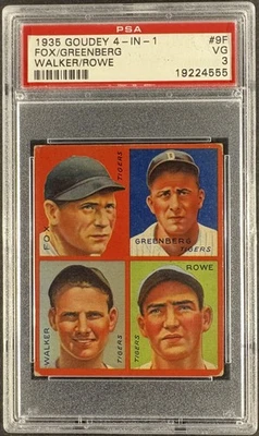 1935 Goudey 4-in-1 (R321) Hank Greenberg Rowe Walker PSA 3 VG - Image 1 of 2