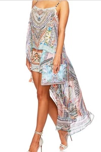 Camilla Dress Size S Mini With Long Overlay 100% Silk Lady Lake Embellished - Picture 1 of 17