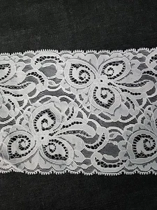 White Floral Embroidery Double-edged Lace Trim /Sewing/Crafts 5" Wide 1 Yard - Picture 1 of 4