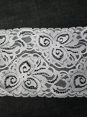 White Floral Embroidery Double-edged Lace Trim /Sewing/Crafts 5" Wide 1 Yard - Image 1 of 4