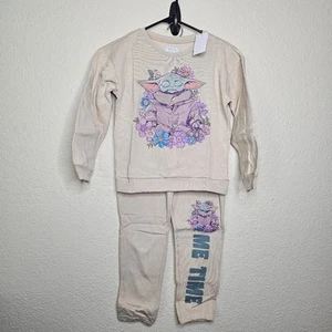 NWT Baby Yoda Girls size medium Crewneck Sweatshirt and Jogger 2-Piece Set - Picture 1 of 4