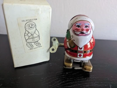 Wind Up Papai Noel lata litho raro brinquedo de metal vintage MS 241 - Imagem 1 de 4