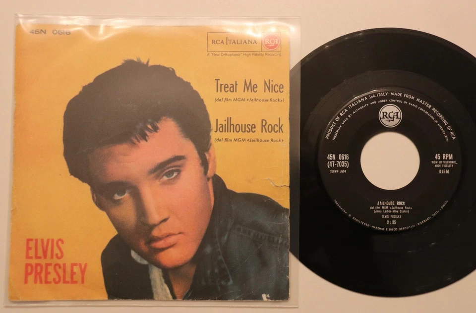  RARE 45t ELVIS PRESLEY / TREAT ME NICE / JAILHOUSE ROCK /RCA ITALIANA / BIEM - Photo 1/4