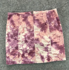 JOLT Womens 28 Denim Jean Mini Skirt Pink Tie Dye Juniors 7 Zip Up - Picture 1 of 9