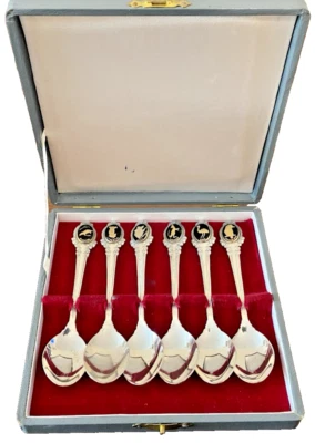 Boxed Set of 6 Lustre Silver Plated "Australiana" Tea Spoons - Mint - image 1 of 4