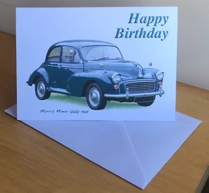 Morris Minor 1000 1969 (dk blau) - 5 x 7 Zoll Geburtstag, Jubiläum, Ruhestand, einfache Karte - Bild 1 von 5