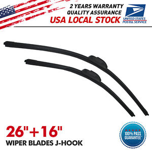 26"+16" Windshield Wiper Blades J-Hook Pair For INFINITI G35 2008 G25 2011