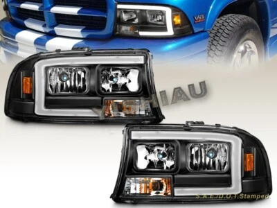 1997-2004 Dakota 1998-2003 Durango Faros Barra C LED Negro Nuevo Juego de Pares Foto 1 de 4