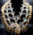 SUMARIS Golden Bead Sparkling Ice Crystal POLCINI Brooch One of a Kind Necklace