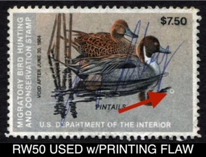 RW50 USED with Printing Flaw Error 1983 Pintails US Federal Duck Stamp Waterfowl - Bild 1 von 4