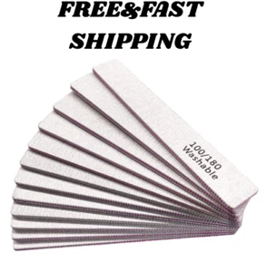 Nail File 12 PCS Professional Reusable 100/180 Grit Double Sides Washable Nai... - Picture 1 of 9