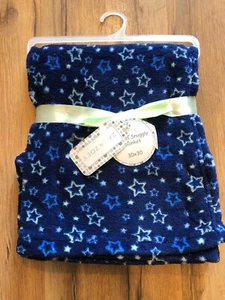 Zak and Zoey Soft & Snuggly Baby Blanket Blue Stars 30" x 30" NEW!
