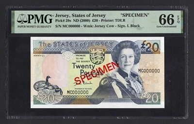Jersey 20 Pounds ND(2000) P29s "Specimen" Uncirculated Grade 66 - Image 1 of 2