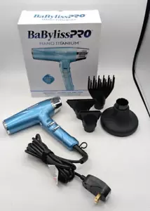 Babyliss Pro Nano Titanium Ionic 2000 Watt Professional DC Salon Hair Dryer Blue - Picture 1 of 6
