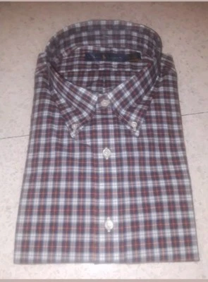NUEVO CON ETIQUETAS POLO RALPH LAUREN PARA HOMBRES OXFORD MANGA LARGA BOTONES A CUADROS AZUL MARINO ROJO 18 Foto 1 de 2