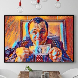 WOLF OF WALLSTREET Motivation Geld Film Büro Wand harte Arbeit Poster Leinwand - Bild 1 von 12