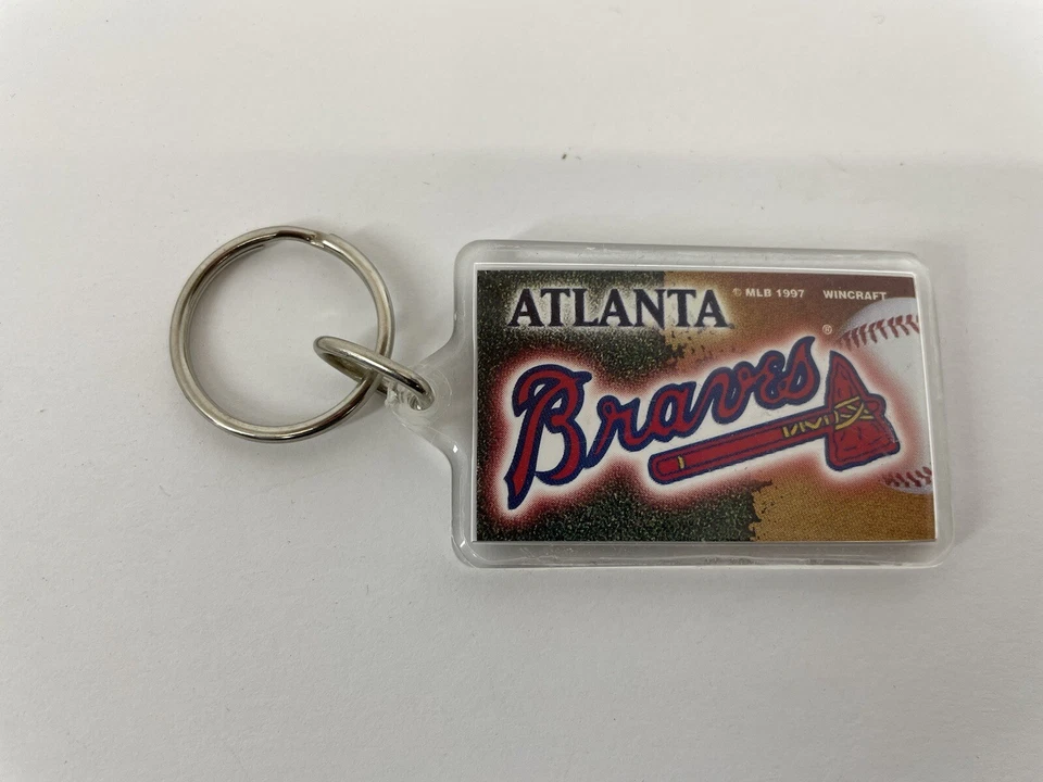 Atlanta Braves Plastic Keychain Key Chain Vintage 1997 MLB - Image 1 of 4