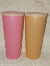 Vintage Set of 2 Tupperware Pastel #107 Tumblers Cups Lids 297