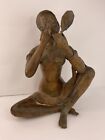 Vintage PIERRE CHENET Bronze FRAU SPIEGEL Woman Make-up Skulptur 16" groß