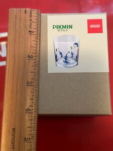Nintendo Store Tokyo Japan Pikmin Blue Glass Cup with Shopping Bag - Brand New